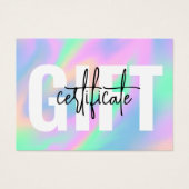 Holographic Chic Script Geschenkgutschein (Vorderseite)