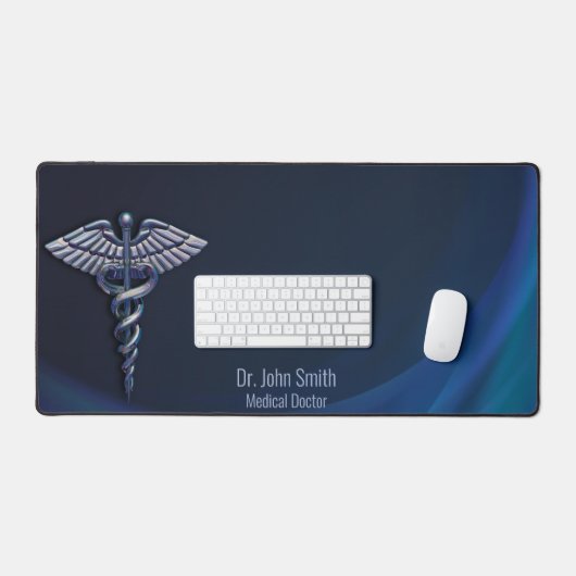 Holographic Chrome Dark 3D Caduceus Medical Schreibtischunterlage (Tastatur & Maus)