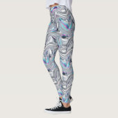 Holographic Chrome Iridescent Futuristic Pattern Leggings (Links)