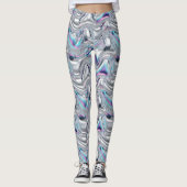 Holographic Chrome Iridescent Futuristic Pattern Leggings (Vorderseite)