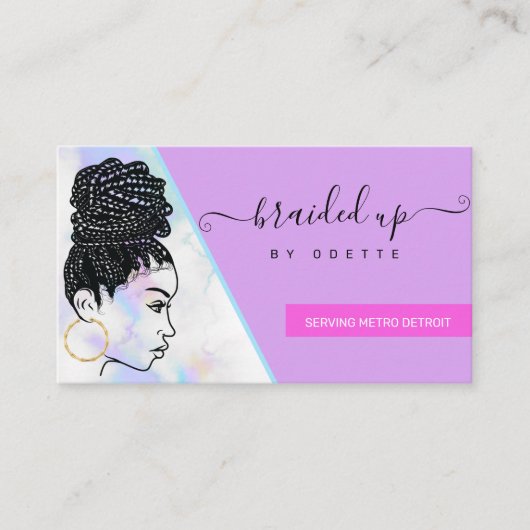 Holographic Clouds Hair Braiding Braider Stylist Visitenkarte (Vorderseite)