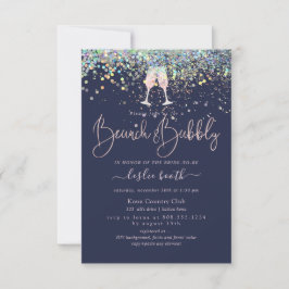 Holographic Confetti Brunch+Bubbly Pink Champagne Einladung