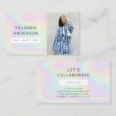 Holographic cool Mode Stylist Foto Visitenkarte (Vorne/Hinten)