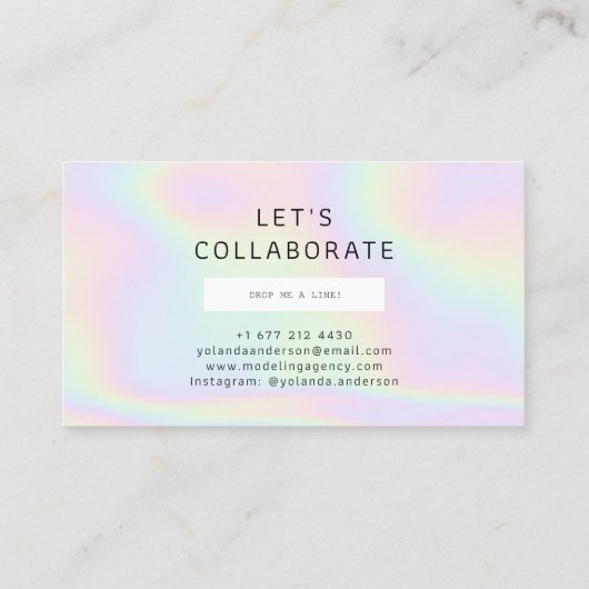 Holographic cool Mode Stylist Foto Visitenkarte (Rückseite)