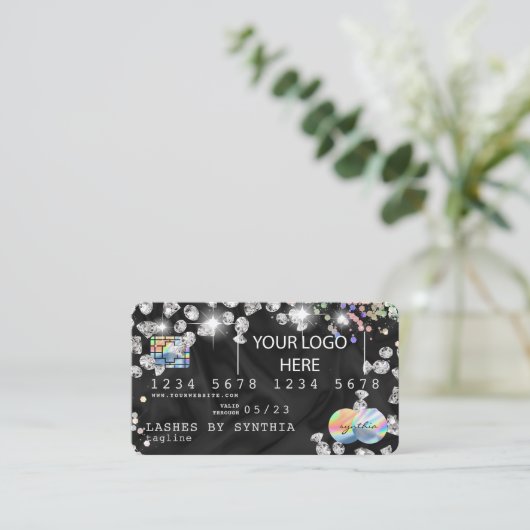 Holographic Credit Card Styling Diamonds add logo Visitenkarte (Stehend Vorderseite)