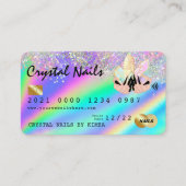 Holographic Crystal Glitzer Nail Tech Kreditkarte Visitenkarte (Vorderseite)