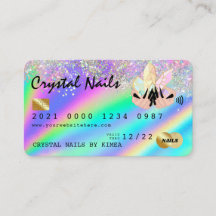 Holographic Crystal Glitzer Nail Tech Kreditkarte