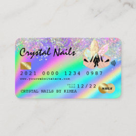 Holographic Crystal Glitzer Nail Tech Kreditkarte Visitenkarte
