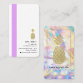 Holographic Crystal Gold Pineappel Simple Modern Visitenkarte (Vorne/Hinten)