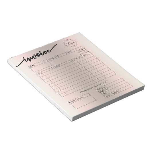 Holographic Custom Logo Bakeholder Rechnung Notizblock (angewinkelt)