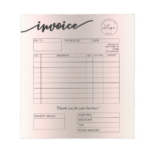 Holographic Custom Logo Bakeholder Rechnung Notizblock