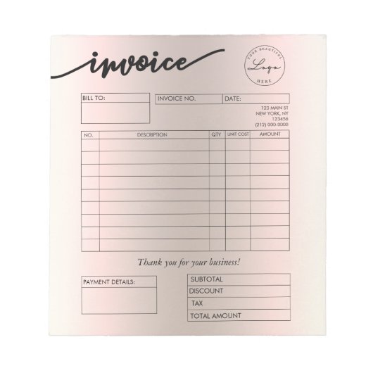 Holographic Custom Logo Bakeholder Rechnung Notizblock (Vorderseite)