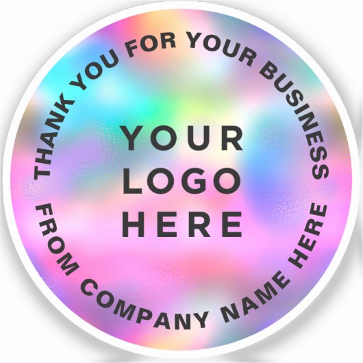 Holographic Cute Thank You Business Logo Vinyl Aufkleber (Vorderseite)