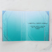 Holographic Cyber Blue Sci-Fi Panel Geburtstag Karte (Innenseite)