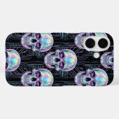 Holographic Cyber Skull Circuit Pattern Phone Case (Rückseite (Horizontal))