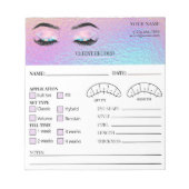 Holographic Eyelash Client Record Form Notizblock (Vorderseite)