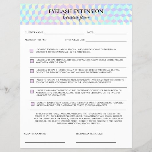 Holographic Eyelash Consent form Flyer (Vorne)