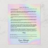 Holographic Eyelash Extensions Liability Waiver Flyer (Hinten)