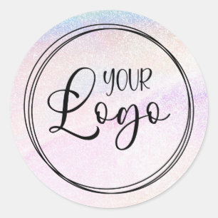 Holographic Fake Glitzer Rainbow Logo Runder Aufkleber
