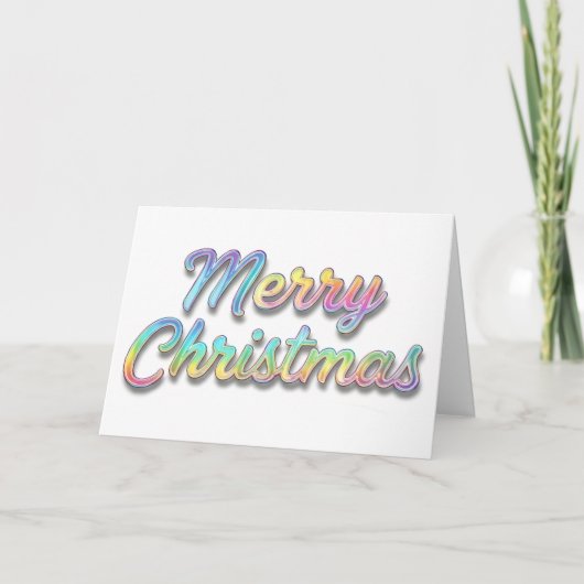 Holographic Foil Script Merry Christmas Feiertagskarte (Vorderseite)