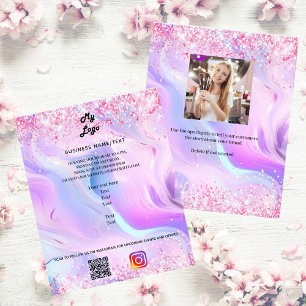 Holographic Foto qr code instagramm business logo Flyer