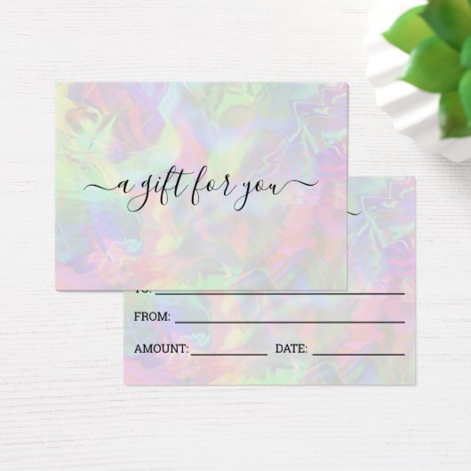 Holographic Girly Trendy Business Gift Certificate (Schreibtisch)