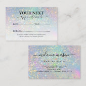 Holographic Glam Glitter Elegant Sparkles Beauty Terminkarte (Vorne/Hinten)