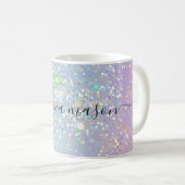 Holographic Glam Glitzer Elegante Glitzern Girly Kaffeetasse (VorderseiteRechts)