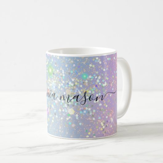 Holographic Glam Glitzer Elegante Glitzern Girly Kaffeetasse (VorderseiteRechts)