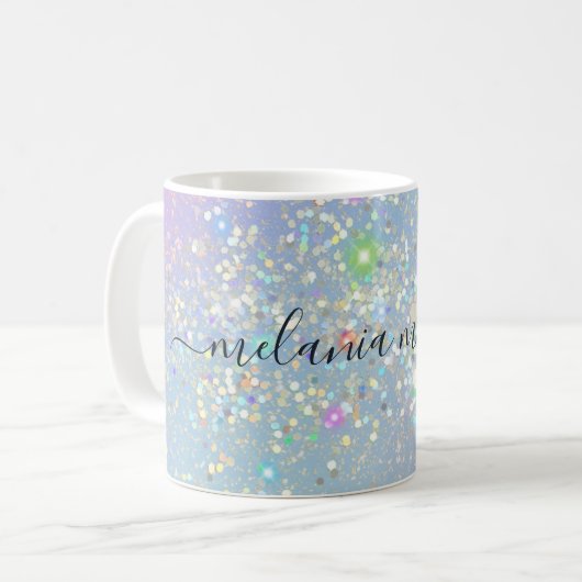 Holographic Glam Glitzer Elegante Glitzern Girly Kaffeetasse (Vorderseite Links)