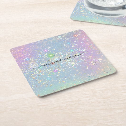 Holographic Glam Glitzer Elegante Glitzern Rechteckiger Pappuntersetzer (angewinkelt)