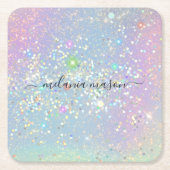 Holographic Glam Glitzer Elegante Glitzern Rechteckiger Pappuntersetzer (Vorderseite)