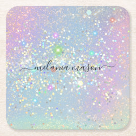 Holographic Glam Glitzer Elegante Glitzern Rechteckiger Pappuntersetzer