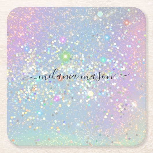 Holographic Glam Glitzer Elegante Glitzern Rechteckiger Pappuntersetzer (Vorderseite)