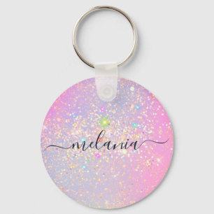 Holographic Glam Glitzer Elegante Sparkle Rose Gol Schlüsselanhänger