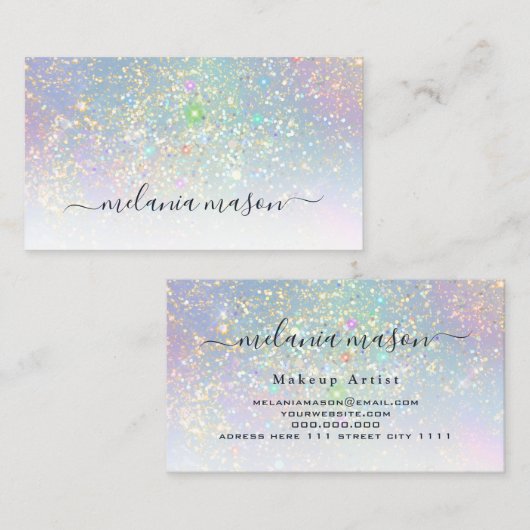 Holographic Glam Glitzer Glitzern Elegante Schönhe Visitenkarte (Vorne/Hinten)