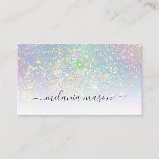 Holographic Glam Glitzer Glitzern Elegante Schönhe Visitenkarte (Vorderseite)