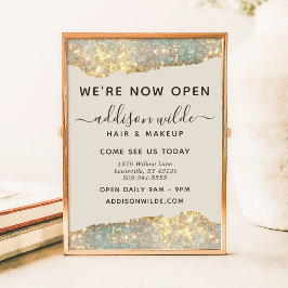 Holographic Glam Glitzer Salon Business Opening Poster