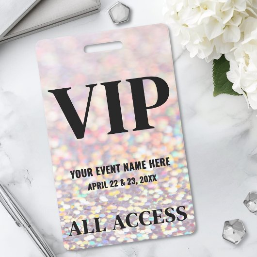 Holographic Glitter Event VIP Ausweis