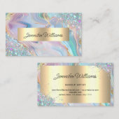Holographic Glitter Gold Foil Purple Marble Agate Visitenkarte (Vorne/Hinten)