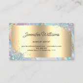 Holographic Glitter Gold Foil Purple Marble Agate Visitenkarte (Rückseite)