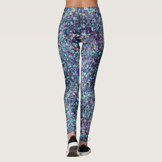 Holographic Glitter Pattern – Iridescent Rainbow  Leggings (Rückseite)
