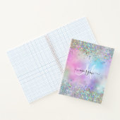 Holographic Glitter Rainbow Pastels Monogram Notizblock (Innenseite)
