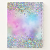Holographic Glitter Rainbow Pastels Monogram Notizblock (Rückseite)