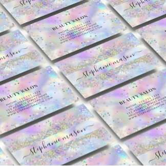 Holographic Glitzer Beauty Salon Business Card Telefonnummerkarte