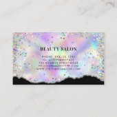 Holographic Glitzer Beauty Salon Chic Agate Telefonnummerkarte (Rückseite)