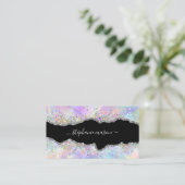 Holographic Glitzer Beauty Salon Chic Agate Telefonnummerkarte (Stehend Vorderseite)