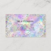 Holographic Glitzer Beauty Salon Einziges Geschäft Telefonnummerkarte (Rückseite)