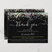 Holographic Glitzer Black Elegant Vielen Dank Kart Postkarte (Vorne/Hinten)