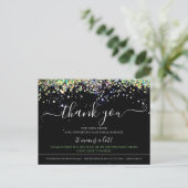 Holographic Glitzer Black Elegant Vielen Dank Kart Postkarte (Stehend Vorderseite)